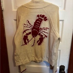 Cream Sweater with Red Lobster Design